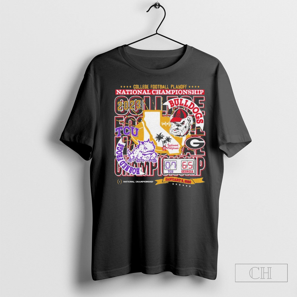 Tcu Horned Frogs Vs Georgia Bulldogs Cfp National Championship Game 2023 Matchup Unisex T-shirt, Sweatshirt, Hoodie, Long Sleeve Tee - T-Shirt, Sweatshirt, Hoodie