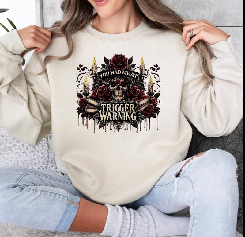 TRIGGER Warning Book Dark Romance Smut Dark Romance Booktok IICYIFU Bookish Womenswear STFUATTDLAGG Shirt Cotton Fabric T-Shirts, Hoodie, Sweatshirt - T-Shirt, Sweatshirt, Hoodie