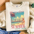 "Take Me Where Summer Never Ends" Palm Tree & Sunset Crew Neck Casual Top Vacation Spring & Summer Essential Shirts Summer T-Shirts, Hoodie, Sweatshirt - T-Shirt, Sweatshirt, Hoodie