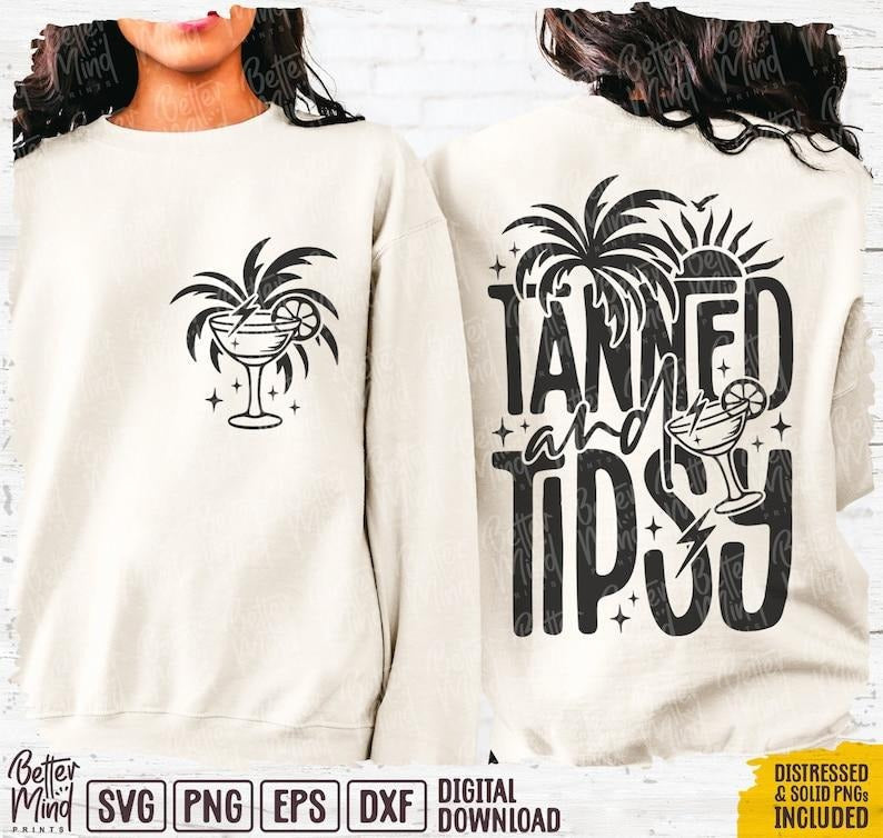 Tanned Tipsy Summer Shirt Retro Summer Summer Shirt Front Back Summer Beach Shirtt T-Shirts, Hoodie, Sweatshirt - T-Shirt, Sweatshirt, Hoodie