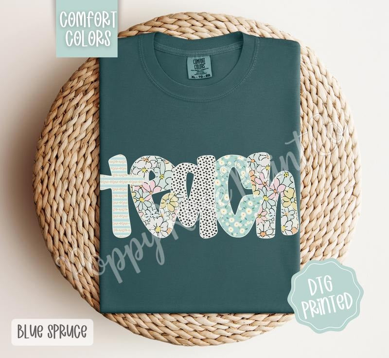 Teach Comfort Colors Shirt Cute Teacher Floral Polka Dot Her T-Shirts, Hoodie, Sweatshirt - T-Shirt, Sweatshirt, Hoodie