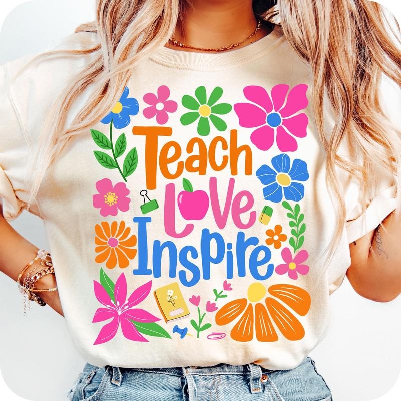Teach Love Inspire T Shirt Boho Floral Teacher T Shirt Teacher T Shirt Retro Teacher T Shirt Teacher Teacher Back School Comfort Colors T-Shirts, Hoodie, Sweatshirt - T-Shirt, Sweatshirt, Hoodie