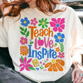 Teach Love Cute Floral Teacher Womenswear Perfect Teacher Appreciation Fabric T-Shirts, Hoodie, Sweatshirt - T-Shirt, Sweatshirt, Hoodie