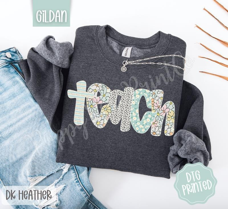 Teach Cute Teacher Floral Polka Dot Her T-Shirts, Hoodie, Sweatshirt - T-Shirt, Sweatshirt, Hoodie