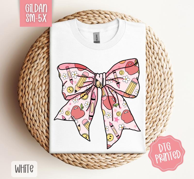 Teacher Bow Gildan Shirt Cute School Her T-Shirts, Hoodie, Sweatshirt - T-Shirt, Sweatshirt, Hoodie