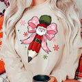 Teacher Coquette Pencil Bow Bow Xmas Pencil Bow Retro Teacher Santa Xmas Shirt Pencil Bow T-Shirts, Hoodie, Sweatshirt - T-Shirt, Sweatshirt, Hoodie