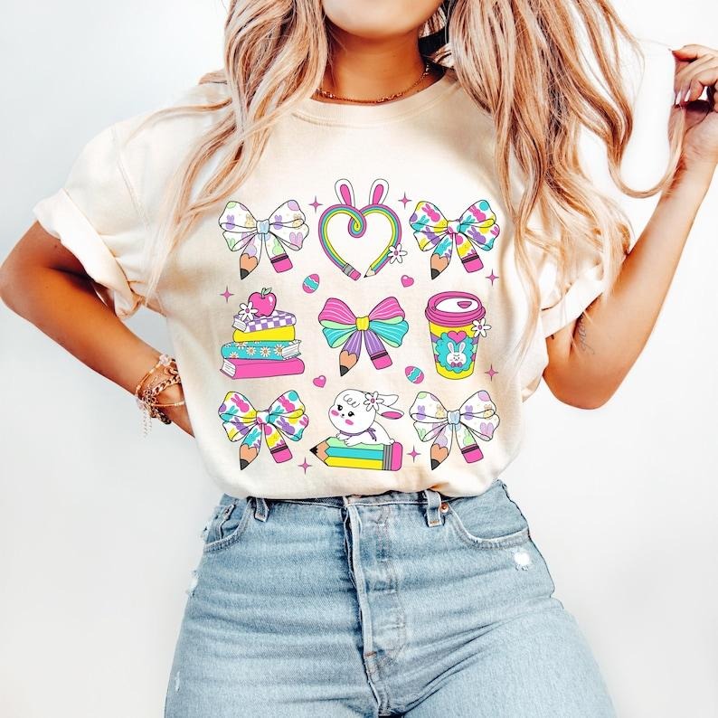 Teacher Easter Coquette Easter Teacher Happy Easter Hoppy Teacher Easter Shirt School Teacher Easter Bunny T-Shirts, Hoodie, Sweatshirt - T-Shirt, Sweatshirt, Hoodie