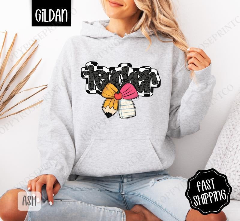 Teacher School Bow Cute Teacher School Teacher Appreciation Back School Teacher T-Shirts, Hoodie, Sweatshirt - T-Shirt, Sweatshirt, Hoodie