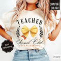 Teacher Social Club Shirt Comfort Colors Teacher Pencil Bow Teacher T-Shirts, Hoodie, Sweatshirt - T-Shirt, Sweatshirt, Hoodie
