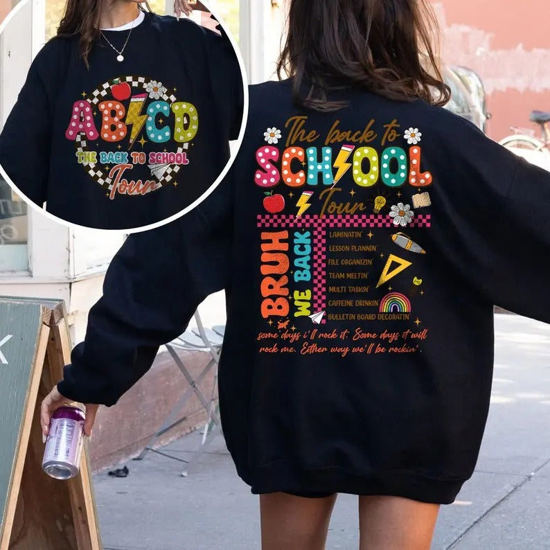 Teacher Tour 2024 Retro Back School Shirt Teachers ABCD Teacher Shirts First Day School Teacher Teacher Teacher Team Shirt Tour Shirt T-Shirts, Hoodie, Sweatshirt - T-Shirt, Sweatshirt, Hoodie