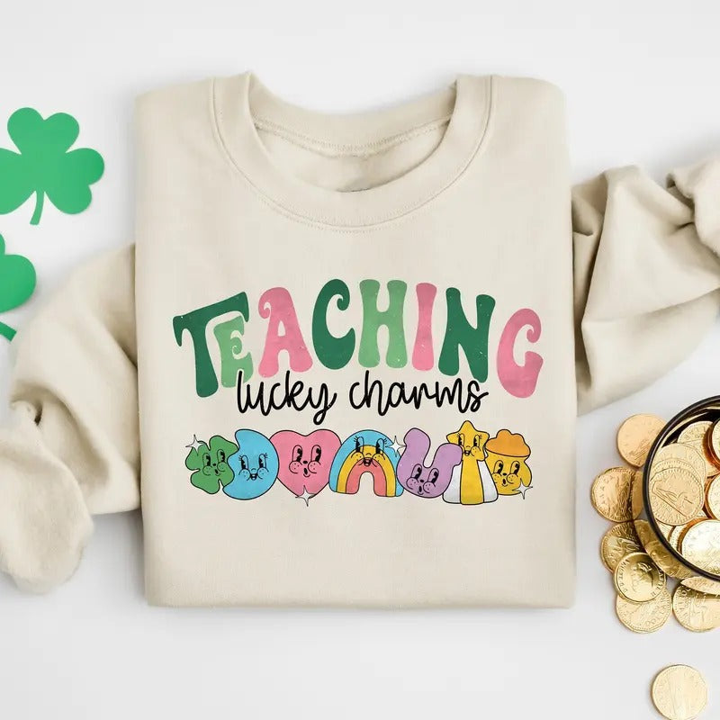 Teaching Lucky Charms 2024 St Patricks Day Teacher Lucky Teacher Saint Patrick'S Day Teacher Teachers Lucky Charms T-Shirts, Hoodie, Sweatshirt - T-Shirt, Sweatshirt, Hoodie