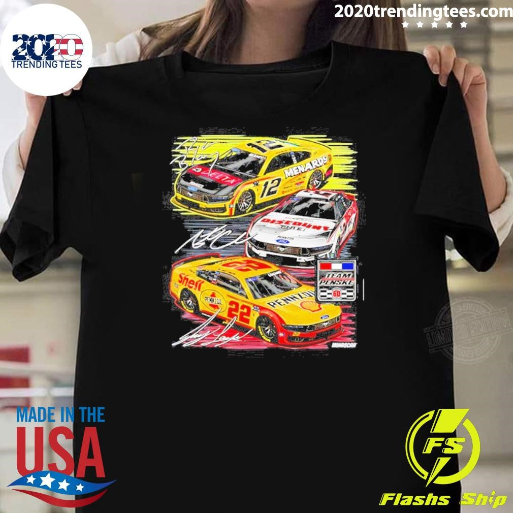 Team Penske Three-Car Team Signatures Shirt Unisex T-shirt, Sweatshirt, Hoodie, Long Sleeve Tee - T-Shirt, Sweatshirt, Hoodie