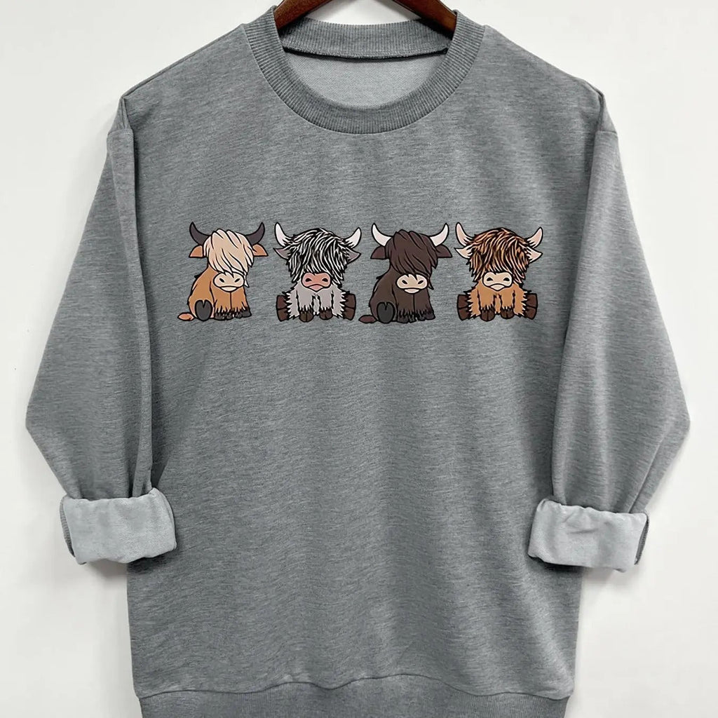 Teen Girl'S Cartoon Animal Print Crew Neck Casual Long Sleeve Daily All Seasons T-Shirts, Hoodie, Sweatshirt - T-Shirt, Sweatshirt, Hoodie