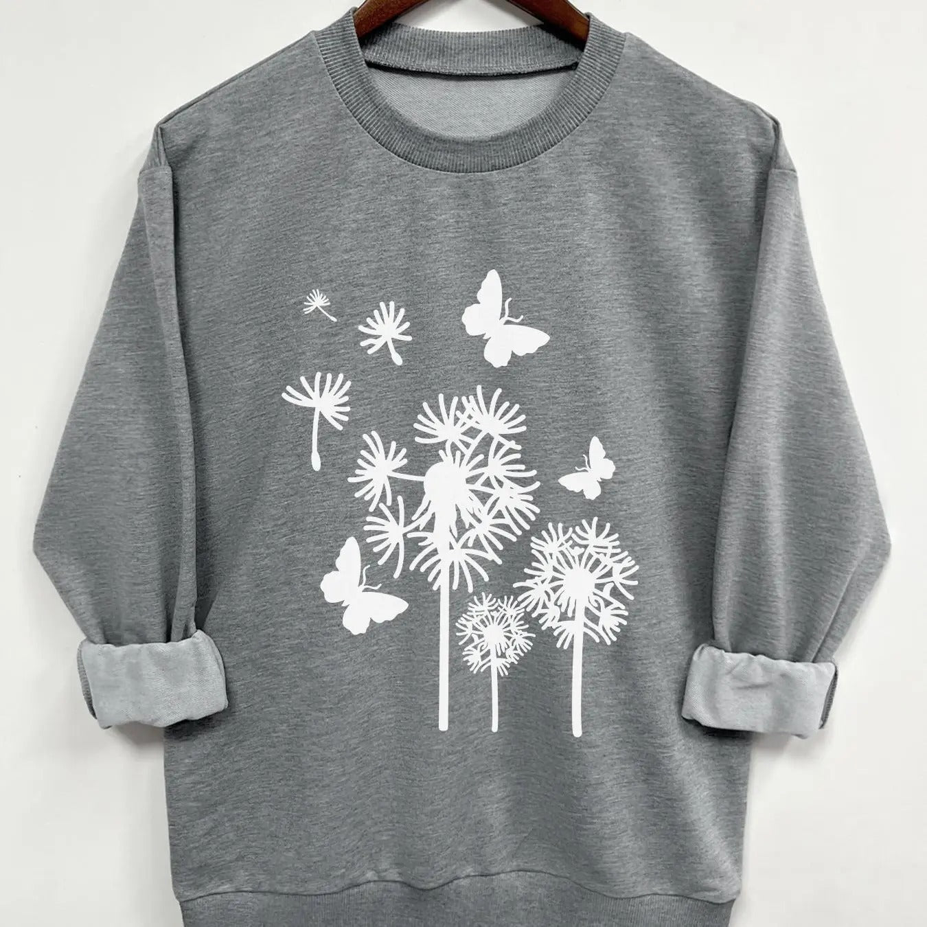 Teen Girl'S Flower Print Crew Neck Casual Long Sleeve Daily All Seasons T-Shirts, Hoodie, Sweatshirt - T-Shirt, Sweatshirt, Hoodie