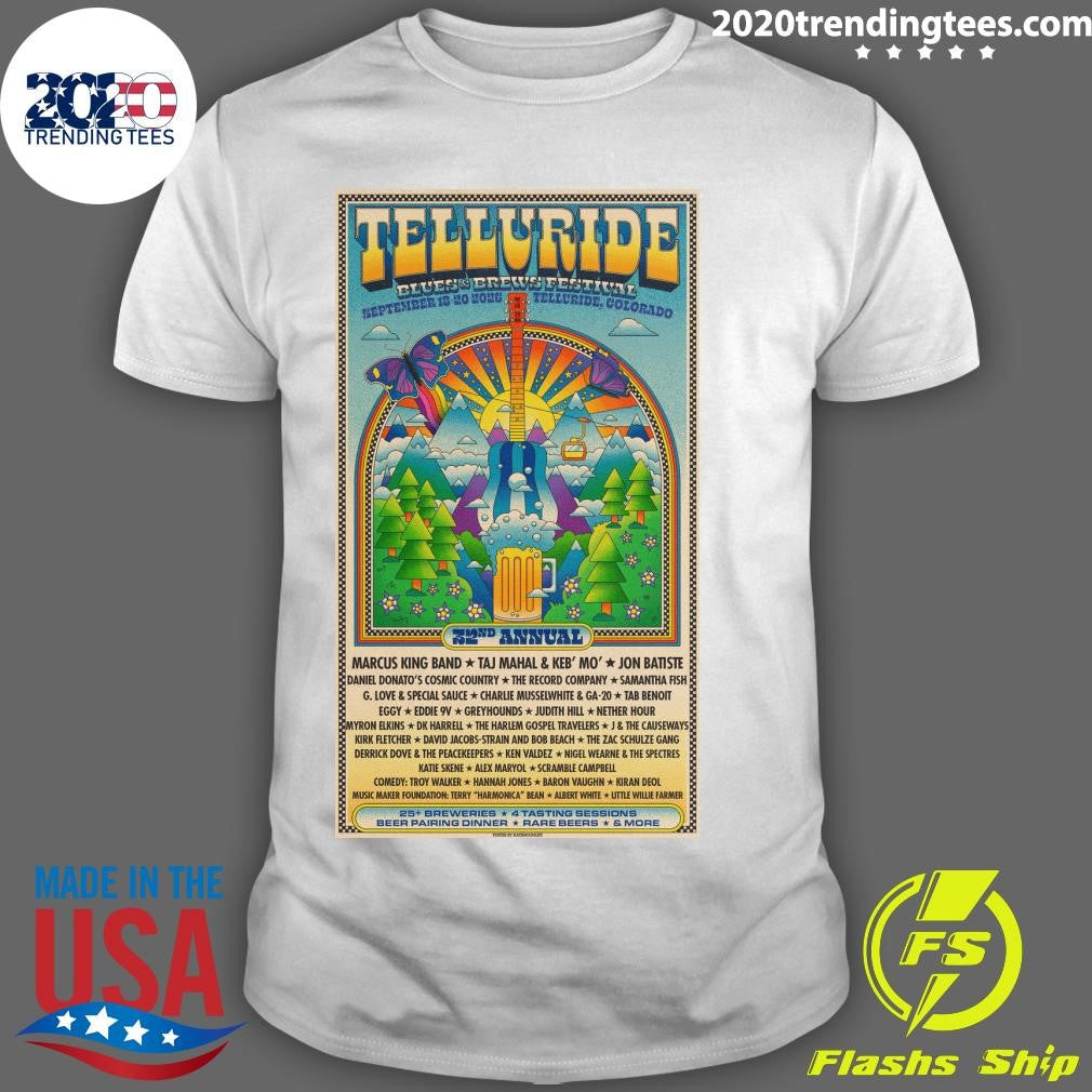 Telluride Blues And Brews Festival Telluride CO September 18-20, 2026 Poster Shirt Unisex T-shirt, Sweatshirt, Hoodie, Long Sleeve Tee - T-Shirt, Sweatshirt, Hoodie