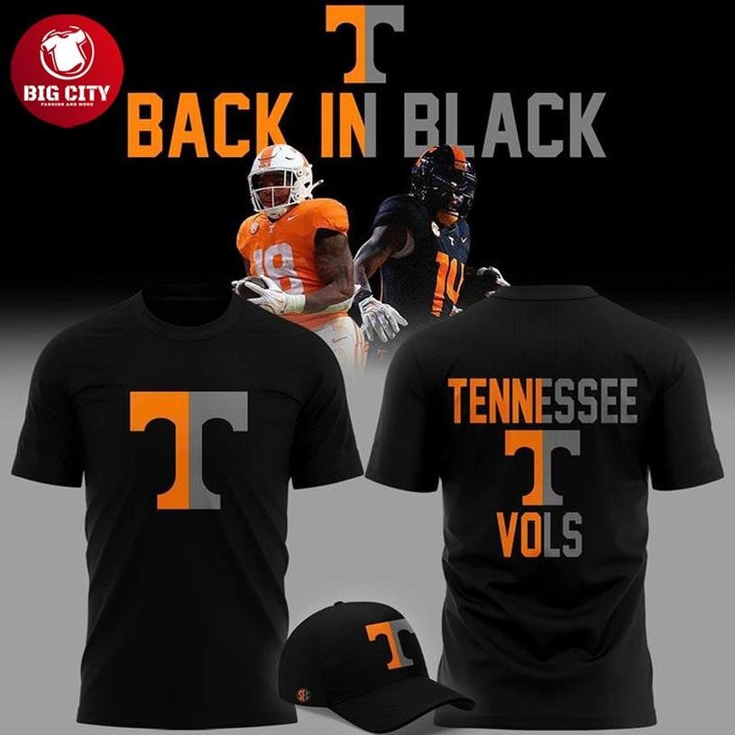Tennessee Volunteers Football Back In Black 2025 Dark Mode Orange Two Sided Shirt Unisex T-shirt, Sweatshirt, Hoodie, Long Sleeve Tee - T-Shirt, Sweatshirt, Hoodie