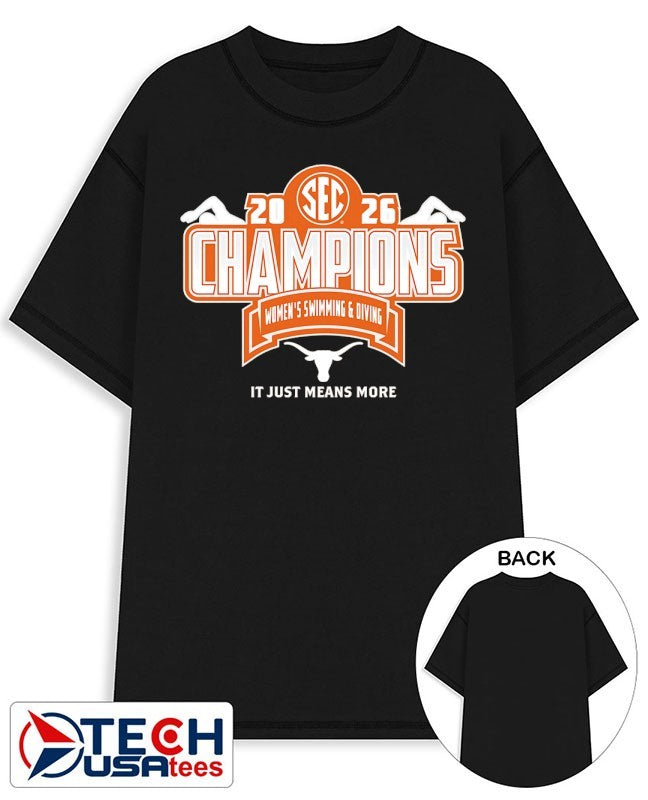 Texas Longhorns 2026 SEC Womens Swimming and Diving Champions shirt Unisex T-shirt, Sweatshirt, Hoodie, Long Sleeve Tee - T-Shirt, Sweatshirt, Hoodie