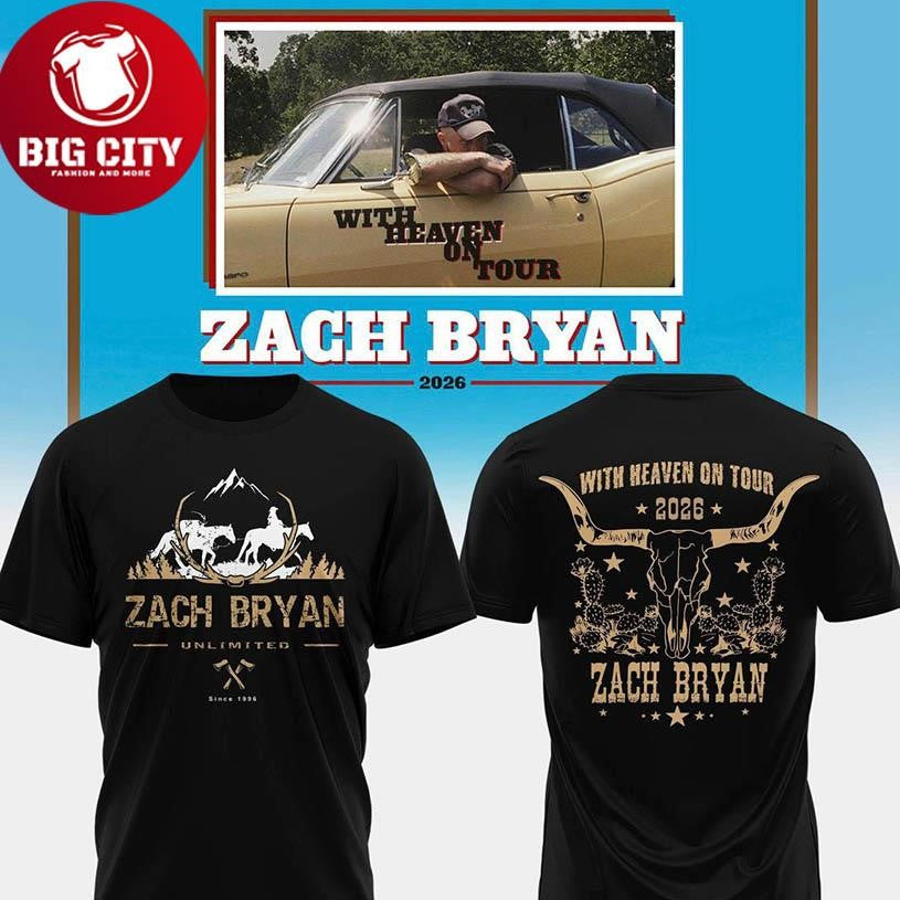 Texas Longhorns Zach Bryan With Heaven On Tour 2026 Two Sided Shirt Unisex T-shirt, Sweatshirt, Hoodie, Long Sleeve Tee - T-Shirt, Sweatshirt, Hoodie