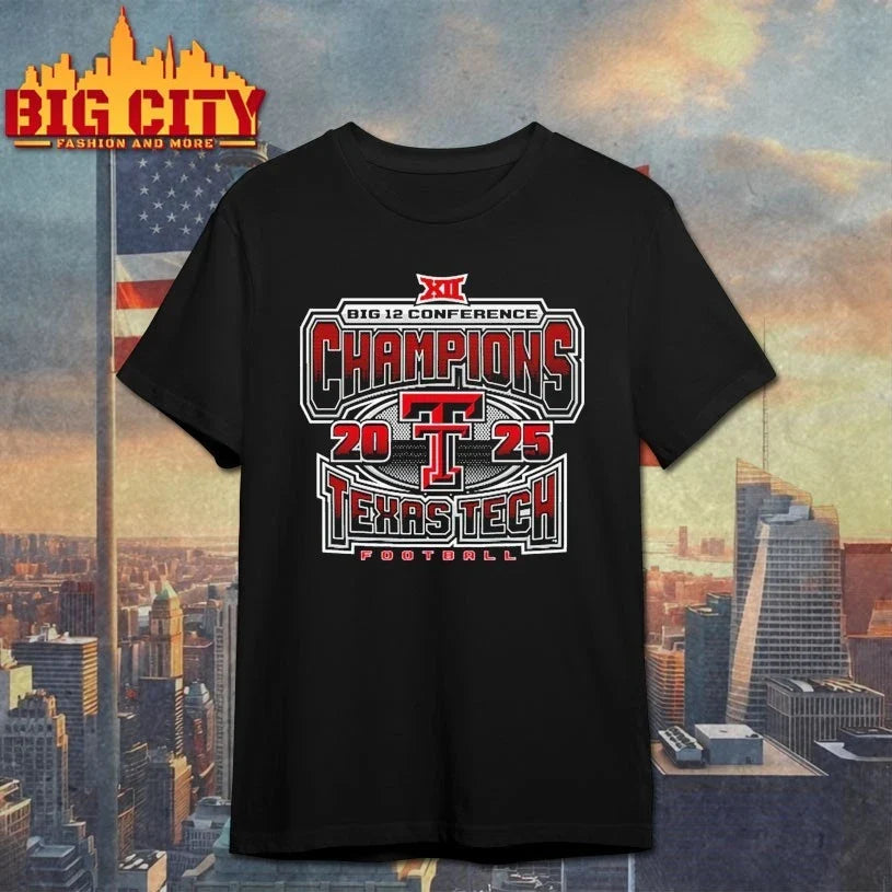 Texas Tech Football Big 12 Conference Champions 2025 shirt Unisex T-shirt, Sweatshirt, Hoodie, Long Sleeve Tee - T-Shirt, Sweatshirt, Hoodie
