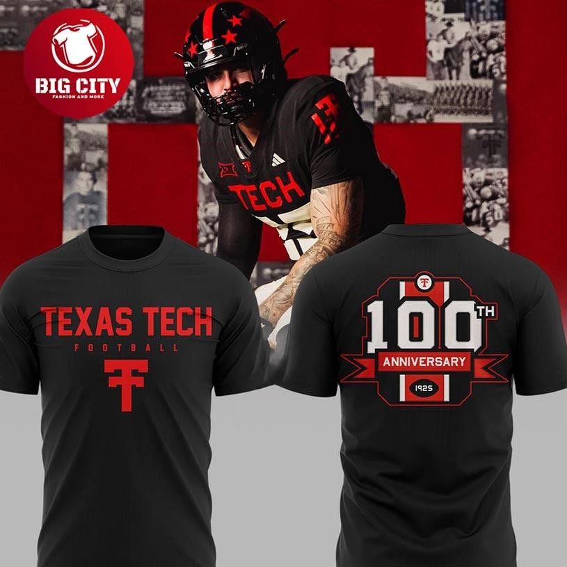 Texas Tech Red Raiders 100th Anniversary 1925-2025 Champions Two Sided Shirt Unisex T-shirt, Sweatshirt, Hoodie, Long Sleeve Tee - T-Shirt, Sweatshirt, Hoodie
