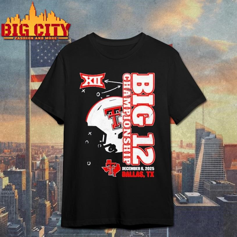 Texas Tech Red Raiders 2025 Big 12 Football Championship Vertical Helmet Shirt Unisex T-shirt, Sweatshirt, Hoodie, Long Sleeve Tee - T-Shirt, Sweatshirt, Hoodie