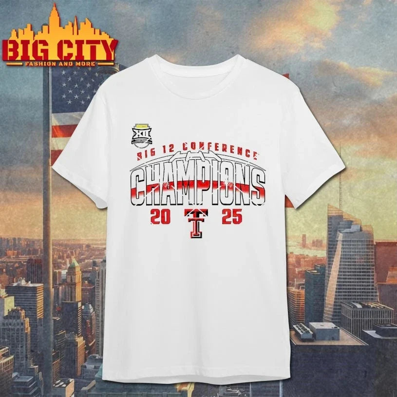 Texas Tech Red Raiders Big 12 Football Champions 2025 Logo Shirt Unisex T-shirt, Sweatshirt, Hoodie, Long Sleeve Tee - T-Shirt, Sweatshirt, Hoodie