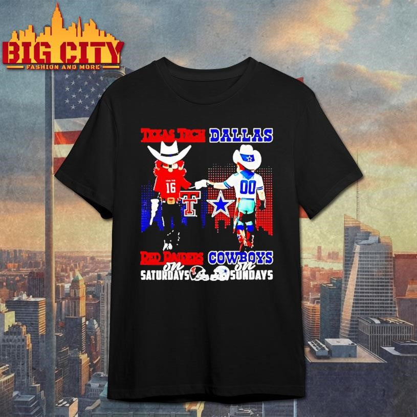 Texas Tech Red Raiders On Saturdays Dallas Cowboys On Sundays Mascot Shirt Unisex T-shirt, Sweatshirt, Hoodie, Long Sleeve Tee - T-Shirt, Sweatshirt, Hoodie