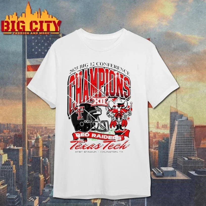 Texas Tech Red Raiders Red 2025 Big 12 Conference Champions XII shirt Unisex T-shirt, Sweatshirt, Hoodie, Long Sleeve Tee - T-Shirt, Sweatshirt, Hoodie