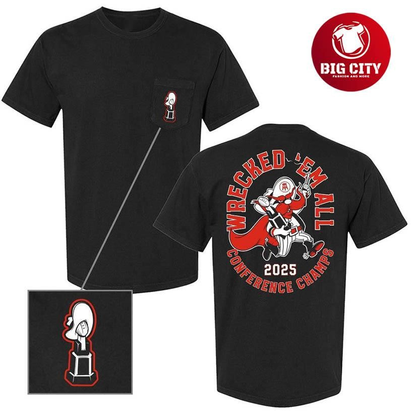 Texas Tech Red Raiders Wreck Em All 2025 Conference Champs Two Sided Shirt Unisex T-shirt, Sweatshirt, Hoodie, Long Sleeve Tee - T-Shirt, Sweatshirt, Hoodie