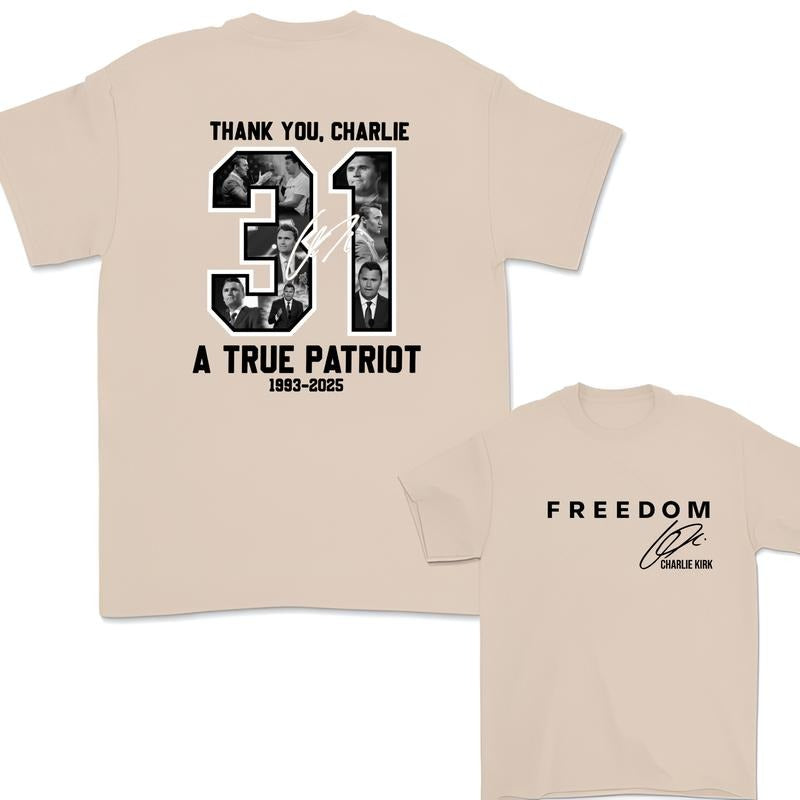 Thank You Charlie Kirk FreeDom True Patriot Charlie Kirk Freedom Memorial Top Streetwear USA Flag Shirt T-Shirts, Hoodie, Sweatshirt - T-Shirt, Sweatshirt, Hoodie