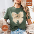Thankful Bow Shirt Comfort Colors Coquette Thanksgiving Fall T-Shirts, Hoodie, Sweatshirt - T-Shirt, Sweatshirt, Hoodie