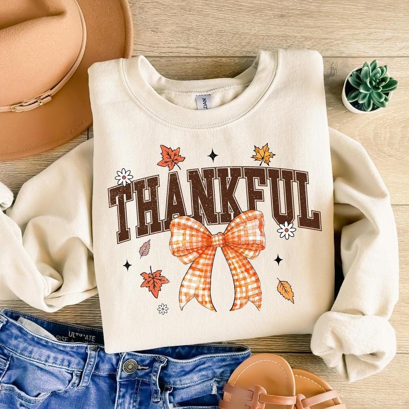 Thankful Coquette Fall Autumn Pumpkin Shirt Fall Shirt Fall Thanksgiving Shirt Retro Fall Bow Shirt Fall Thanksgiving Shirt T-Shirts, Hoodie, Sweatshirt - T-Shirt, Sweatshirt, Hoodie