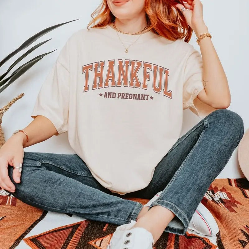 Thankful Pregnant Cotton T-Shirts, Hoodie, Sweatshirt - T-Shirt, Sweatshirt, Hoodie