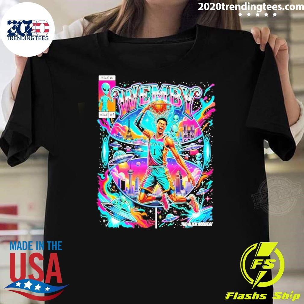 The Alien Arrives Wemby Victor Wembanyama San Antonio Spurs Basketball Game Day 2026 Shirt - T-Shirt, Sweatshirt, Hoodie