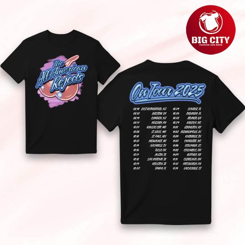 The All-American Rejects Cherries Tour 2025 Two Sided Shirt Unisex T-shirt, Sweatshirt, Hoodie, Long Sleeve Tee - T-Shirt, Sweatshirt, Hoodie