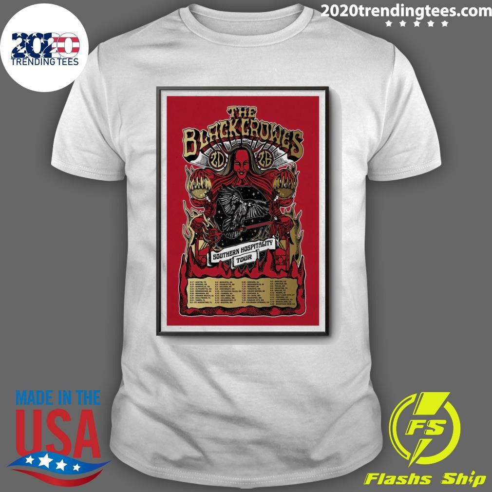 The Black Crowes Southern Hospitality Tour 2026 Shirt Unisex T-shirt, Sweatshirt, Hoodie, Long Sleeve Tee - T-Shirt, Sweatshirt, Hoodie
