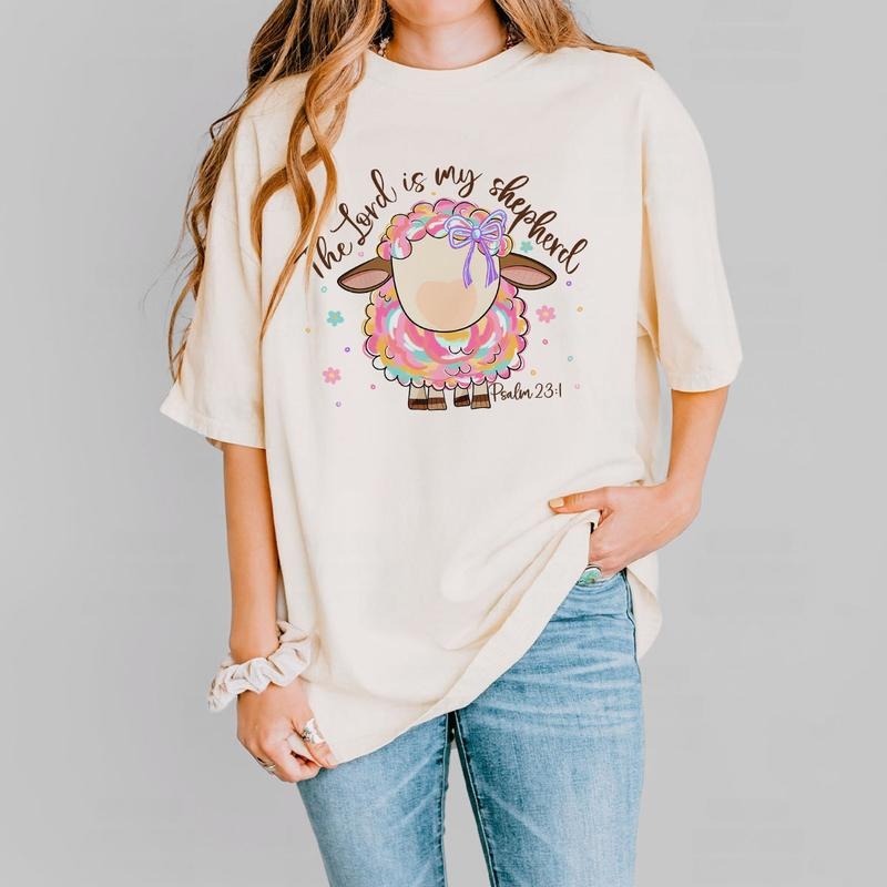 Lord Is My Shepherd Easter Shirt Psalm 23:1 Christian Colorful Lamb Faith Based Spring T-Shirts, Hoodie, Sweatshirt - T-Shirt, Sweatshirt, Hoodie