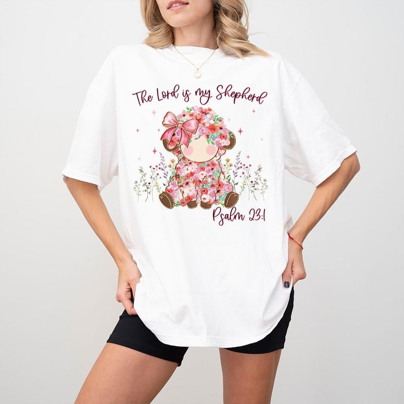 Lord Is My Shepherd Easter Shirt Psalm 23:1 Christian Floral Lamb Faith Based Shirt Religious Easter T-Shirts, Hoodie, Sweatshirt - T-Shirt, Sweatshirt, Hoodie