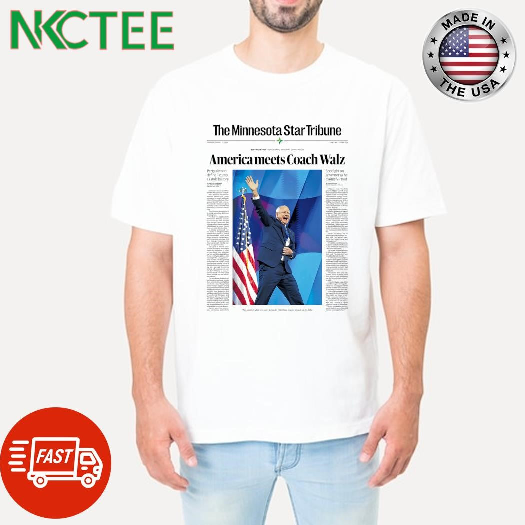 The Minnesota Star Tribune America meets Coach Tim Walz shirt Unisex T-shirt, Sweatshirt, Hoodie, Long Sleeve Tee - T-Shirt, Sweatshirt, Hoodie