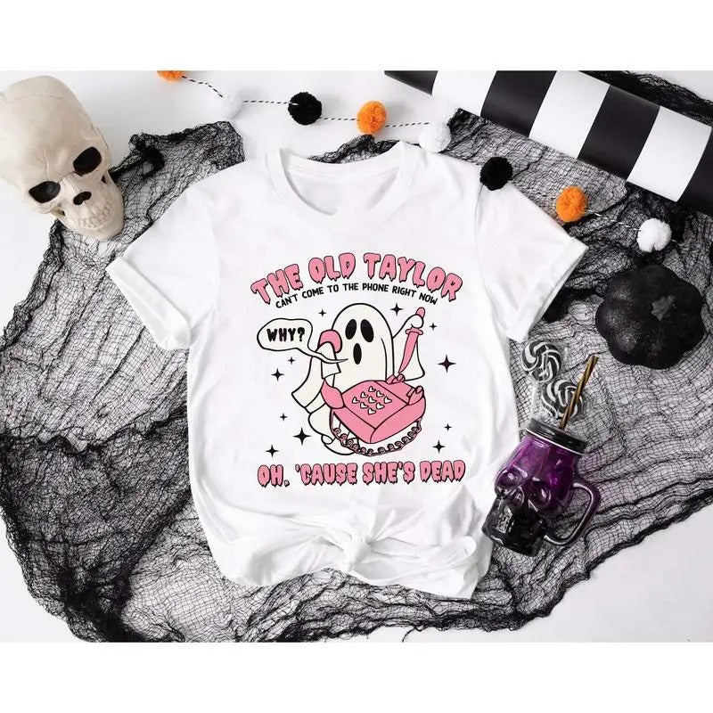 Old Taylor Can'T Come Phone Right Now Scream Halloween Halloween Trip Shirt Ghost Face Shirt No You Hang Up Halloween Shirt Halloween Era Shirt T-Shirts, Hoodie, Sweatshirt - T-Shirt, Sweatshirt, Hoodie