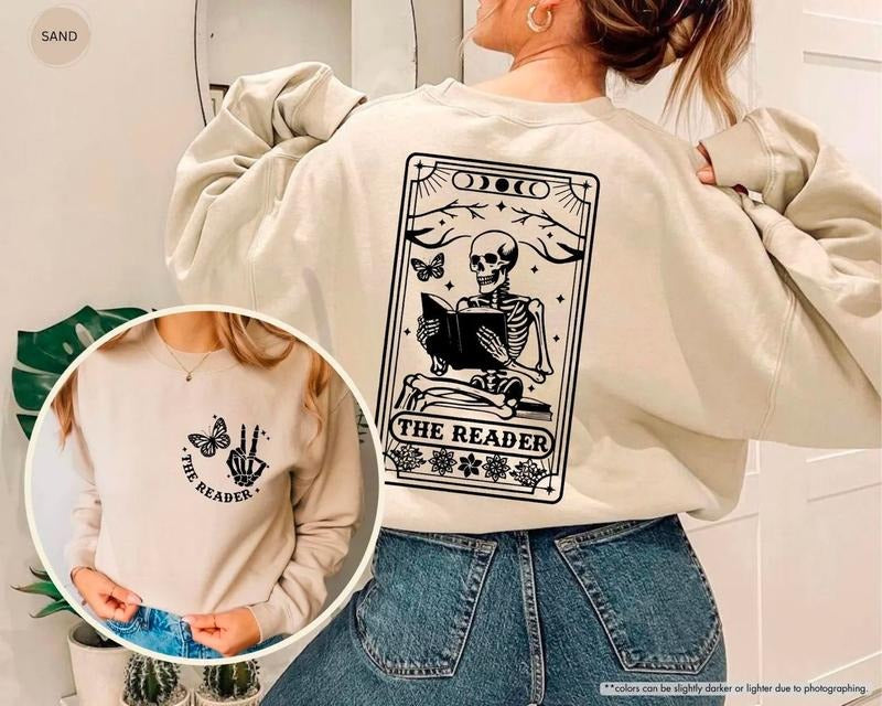 Reader Tarot Card Skeleton Reading Shirt Reading Teacher Book Lover Bookish Reading Addict Book Nerd Shirt T-Shirts, Hoodie, Sweatshirt - T-Shirt, Sweatshirt, Hoodie