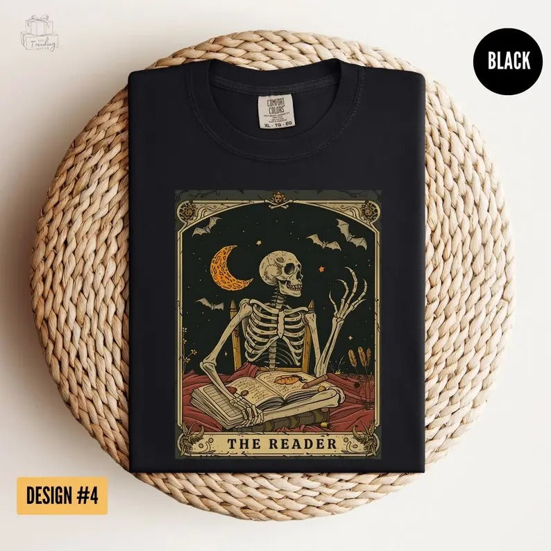 Reader Tarot Card Shirt Skeleton Reading Tarot Card Shirt Book Lover Bookish Tarot Lover Read More Books Shirt Book Shirt Book Lover Book Funny Reading Shirt T-Shirts, Hoodie, Sweatshirt - T-Shirt, Sweatshirt, Hoodie