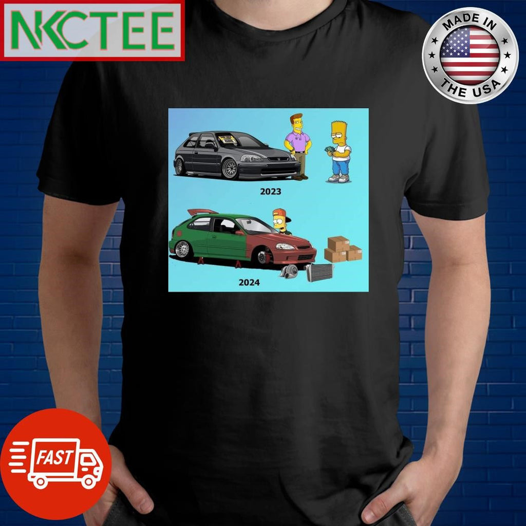 The Simpsons car modification honda 2023 2024 shirt Unisex T-shirt, Sweatshirt, Hoodie, Long Sleeve Tee - T-Shirt, Sweatshirt, Hoodie