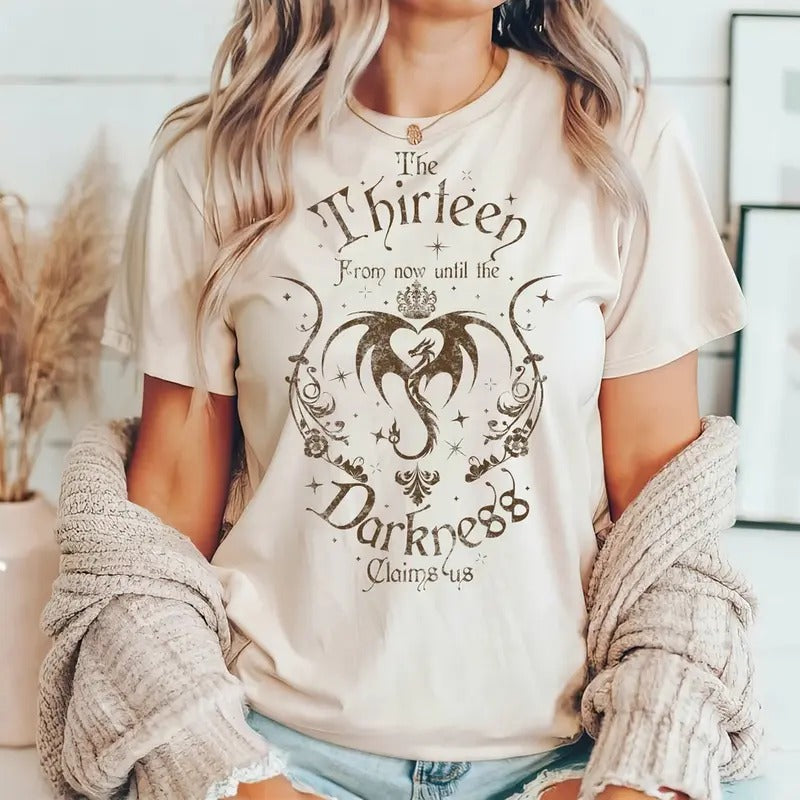 Thirteen Throne Glass Shirt We Are Thirteen Bookworm Now Until Darkness Claims Us Womenswear Shirt Bookish Sarah J Maas Manon Blackbeak T-Shirts, Hoodie, Sweatshirt - T-Shirt, Sweatshirt, Hoodie