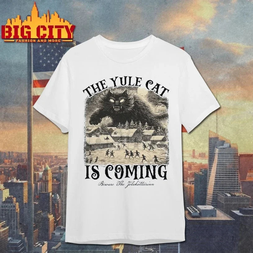 The Yule Cat Is Coming Jlaktturinn Christmas shirt Unisex T-shirt, Sweatshirt, Hoodie, Long Sleeve Tee - T-Shirt, Sweatshirt, Hoodie