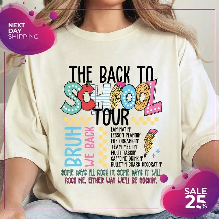 Back School Tour Shirt Bruh We Back Shirt Back School Back School Shirt Teacher Retro Teacher T-Shirts, Hoodie, Sweatshirt - T-Shirt, Sweatshirt, Hoodie