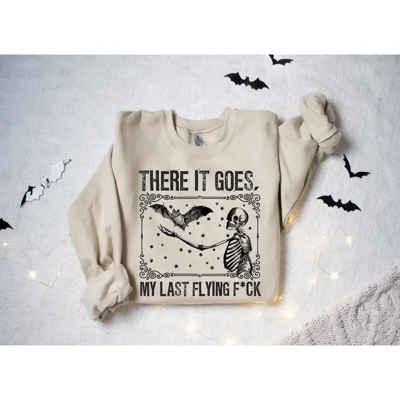 There Goes My Last Flying Fck Shirt Halloween Skeleton Shirt Sarcastic Skeleton Shirt Spooky Season Skeleton Shirtfunny Saying Shirt Latarshia Grant Cotton Polyester T-Shirts, Hoodie, Sweatshirt - T-Shirt, Sweatshirt, Hoodie