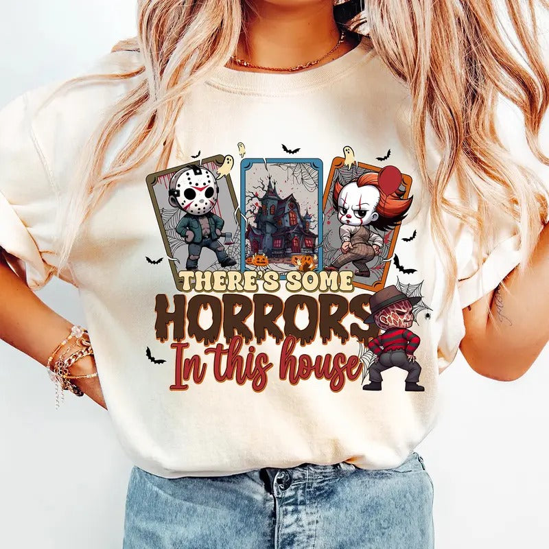 There'S Some Horrors This House Shirt Funny Halloween Spooky Season Halloween Shirt Funny Halloween Pumpkin Shirt T-Shirts, Hoodie, Sweatshirt - T-Shirt, Sweatshirt, Hoodie
