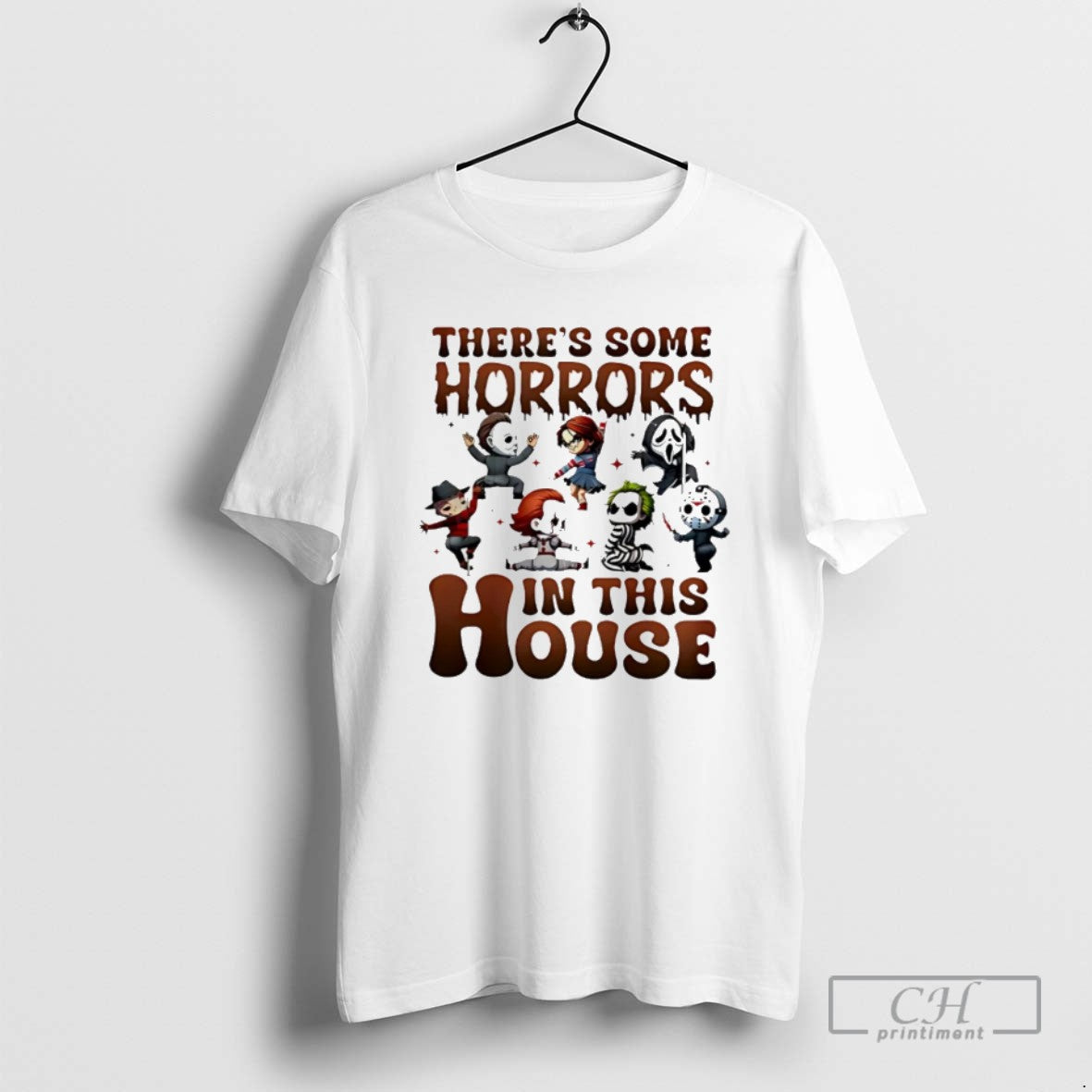 Theres Some Horrors In This House Characters Halloween T Shirts Unisex T-shirt, Sweatshirt, Hoodie, Long Sleeve Tee - T-Shirt, Sweatshirt, Hoodie