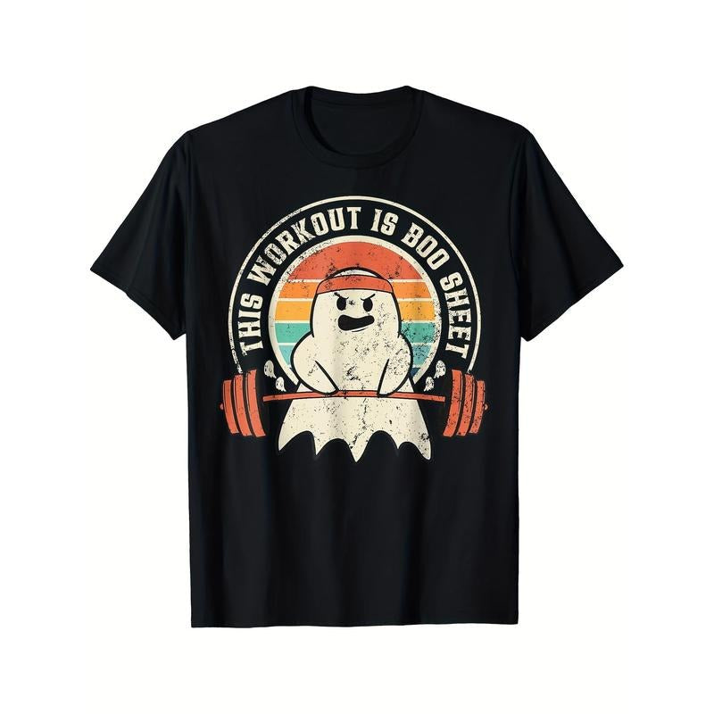 This Workout Is Boo Sheet Funny Halloween Ghost Exercise Gym Printed Comfortable Breathable Soft Casual Short Sleeve Daily All Season Black Made USA T-Shirts, Hoodie, Sweatshirt - T-Shirt, Sweatshirt, Hoodie